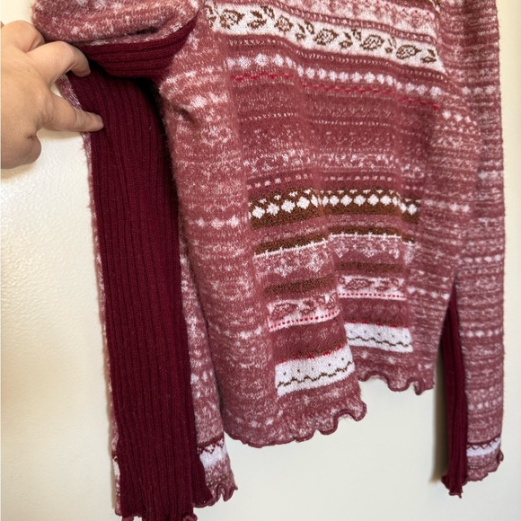 NWT Free People Ball Juniper Turtleneck Sweater in Rhubarb Combo in Size XL - Picture 2 of 11